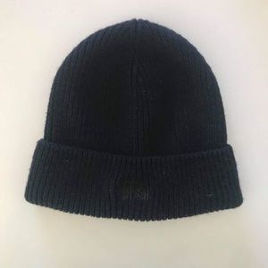 Black Stussy Stitched Logo and Cuffed Beanie